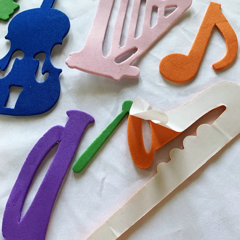 Pegatinas de espuma para instrumentos musicales, adhesivos para notas musicales, juguetes educativos de aprendizaje temprano, manualidades de jardín