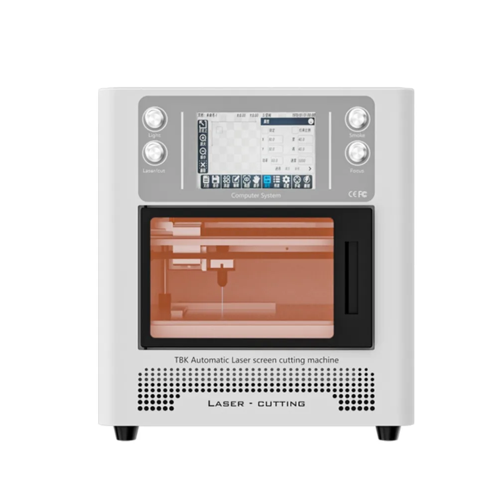 

TBK 958L automatic laser screen cutting machine, suitable for iPhone remover with smoke extractor, separating mobile phone laser