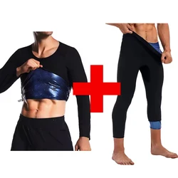 MrifDila Sauna Sweat Weight Loss Tops Blue Inner Long Sleeve Men's Body Shaper Body Shaping Gym Workout Corsets Fat Burning Tops