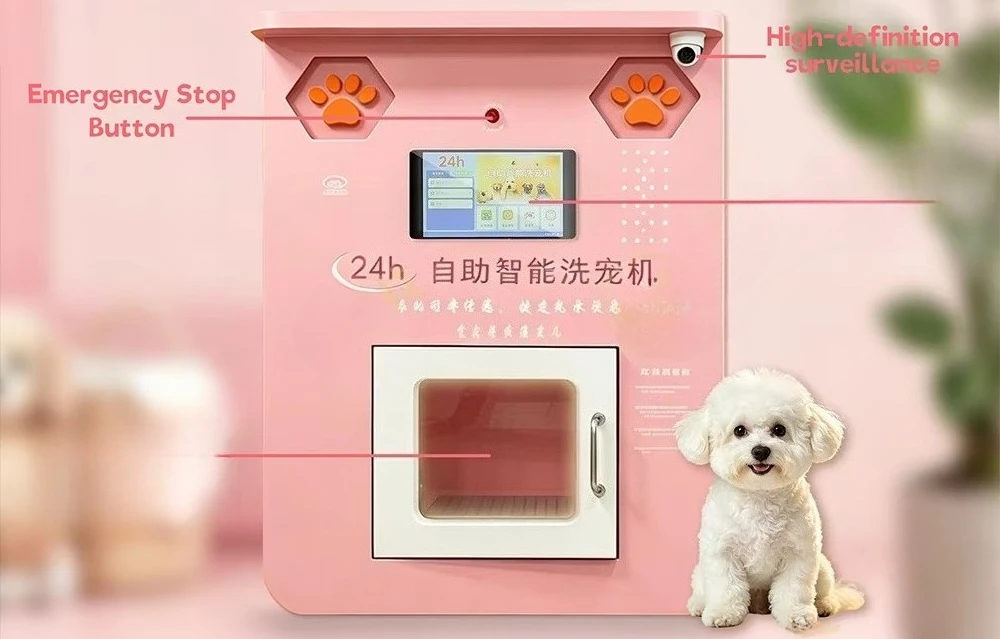 EU Certified 24H ADA Compliant Pet Wash Dryer, All-in-One Self-Service Machine with Touchscreen, Auto Disinfection SDK