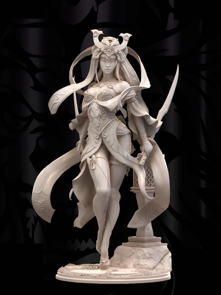 Ratio 75mm (1:24) figura de resina modelo Kit Xian Lu mujer Guerrero sin montar sin pintar estatua en miniatura