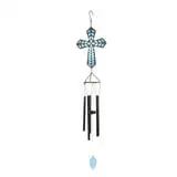 

Glass and Metal Blue Mosaic Cross Outdoor Wind Chime