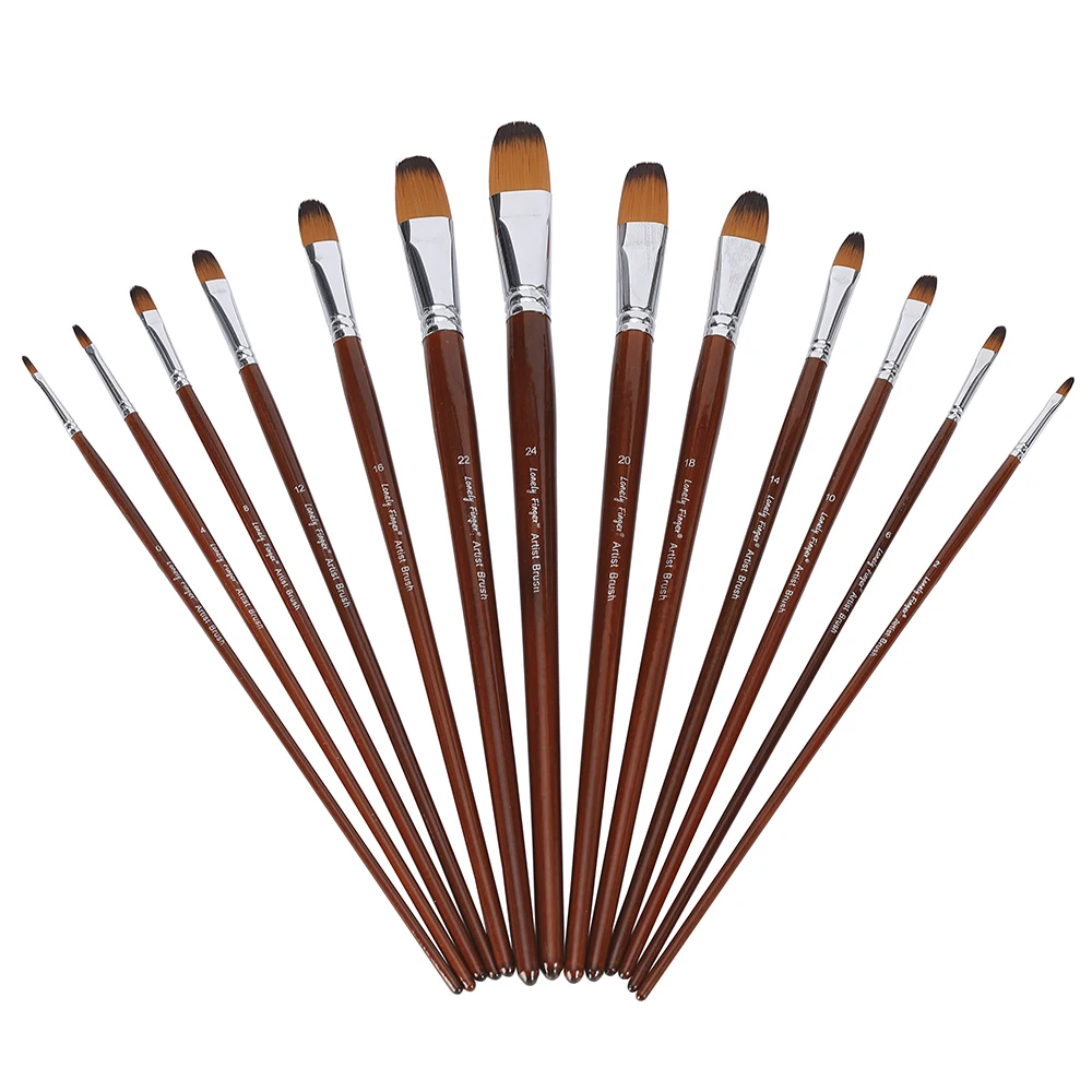 Imagem -04 - Punho Longo Artista Pincéis Grupo Cabelo de Nylon Macio Anti-derramamento Acrílico Óleo Aquarela Guache 13 Pcs Profissional