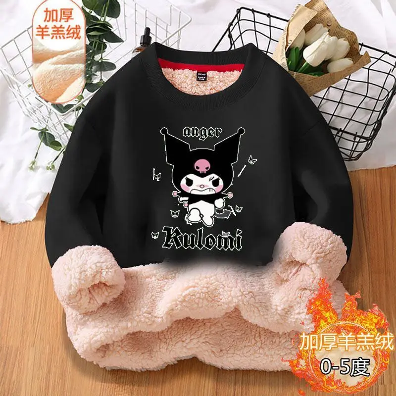 Sanrio Kuromi's new cute girls' winter warm, comfortable, soft, trendy, casual and creative cartoon pattern sherpa sweatshirt