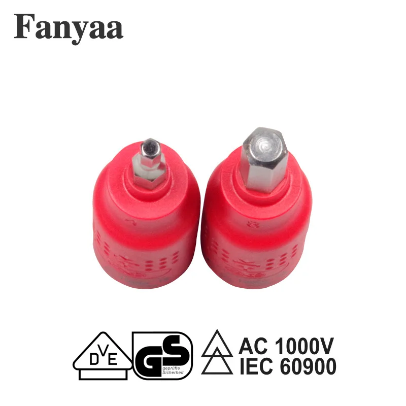 Fanyaa VDE Nut 3/8, 1/2 Dr. Individual Insulated Hex Bits Sockets Spanner Insert Tool Hexagon 6Pt. Metric 4-10mm Adaptor Wrench