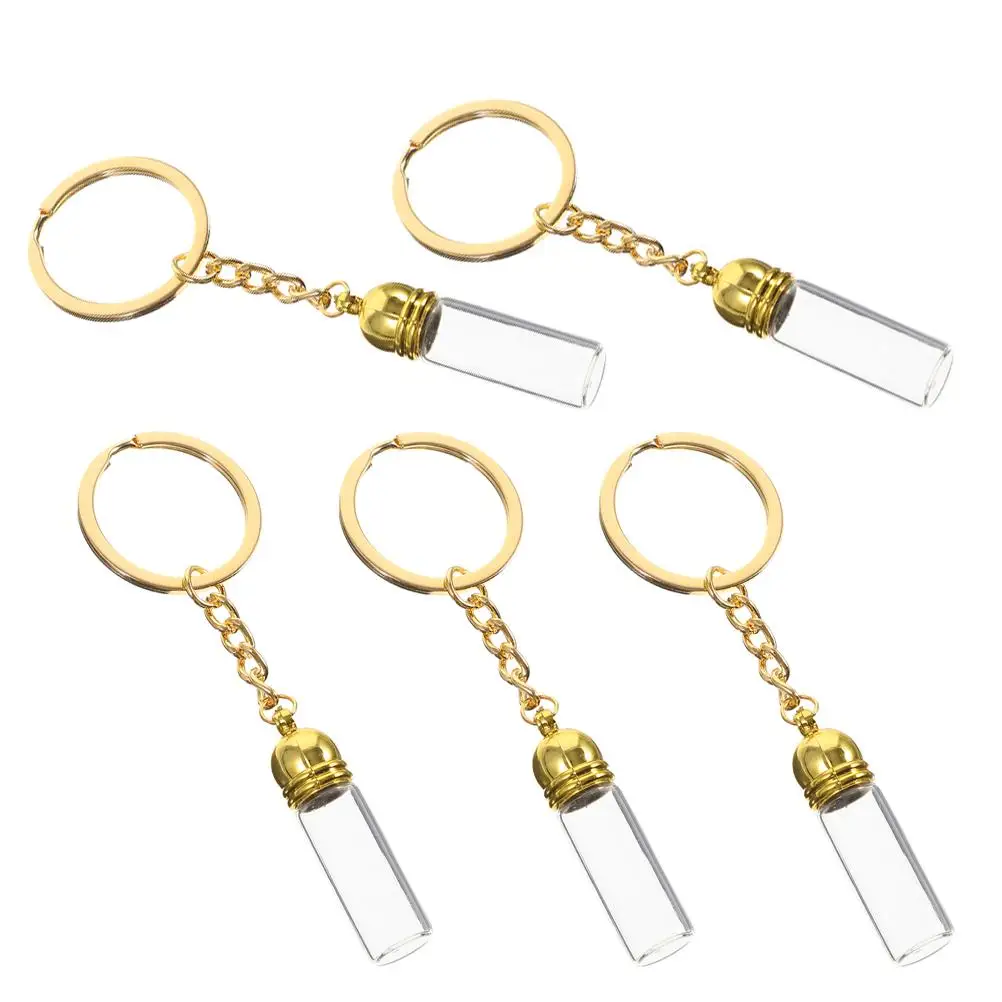 

5 Pcs Glass Bottle Pendant Refill Miniature Bottles Empty Perfume Vial Pendants Wish Key Chain Travel
