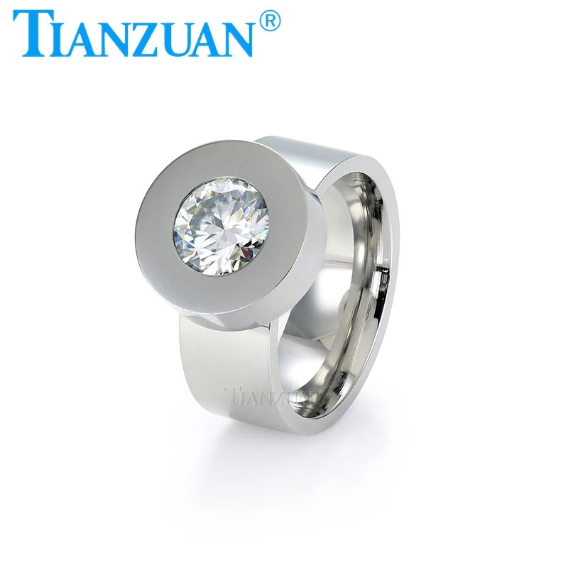 

New Fashion 8mm Moissanite Stainless Steel Round Rings for Men Band Gifts Fine Jewelry Everyday Accessories