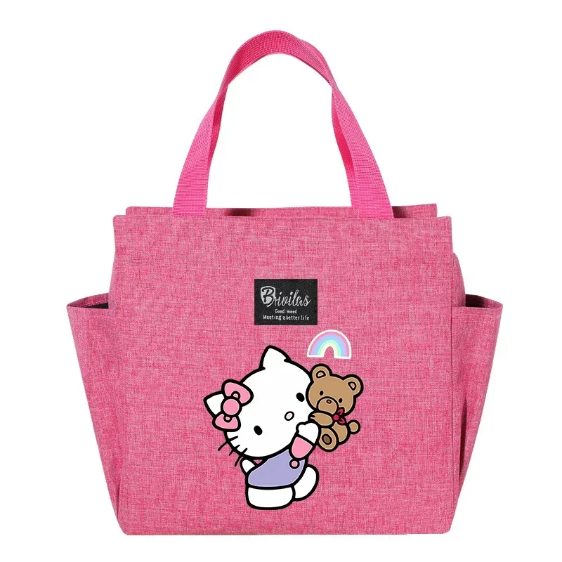 Hello Kitty Lunch Bags Anime Sanrio Picnic Bag Cartoon Insulated Meal Storage Pack Kawaii Lunch Boxes for Kids Birthday Gift New