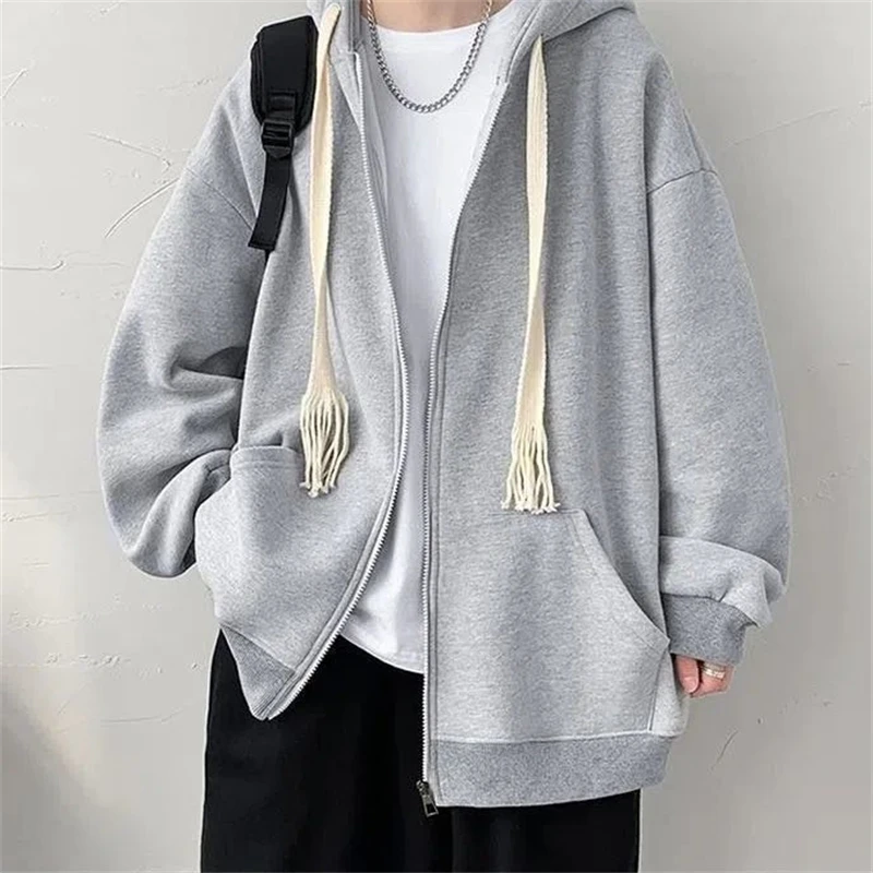 

2023 New Casual Hooded Sweatshirts Men Fashion Autumn Men's Clothing Loose Hoodies Long Sleeve Tops Zipper Cardigan Sweatshirt