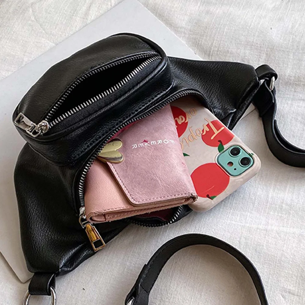 Sac de taille en PU pour femmes, 1 pièce, sac à bandoulière à la mode, sac à main à Double poche avec chaîne, rangement polyvalent en plein air