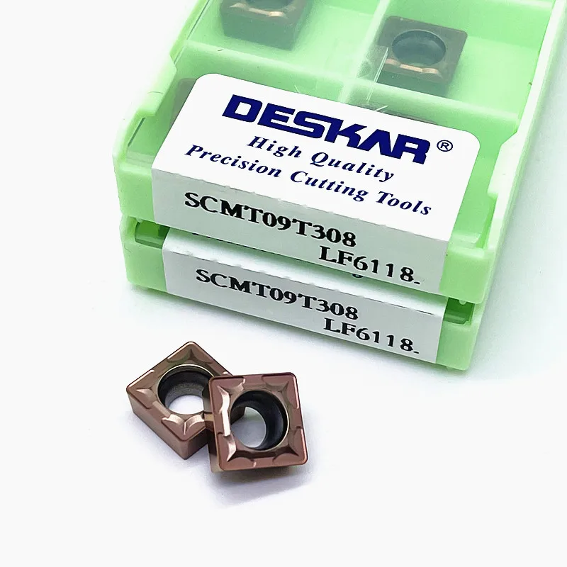 10 pces de alta qualidade deskar scmt09t304 scmt09t308 lf6118 inserção de carboneto de ferramenta de gerencio interno para aço inoxidável