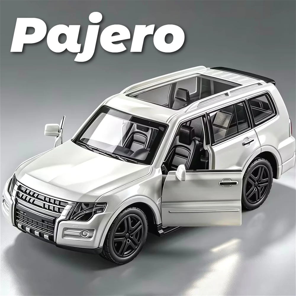 Carro de Brinquedo Modelo SUV Off-road Pajero Escala 1:36 com Porta-Malas Abrível e Rodas Traseiras com Fricção, Carroceria em Liga Metálica, Ideal para Coleção e Decoração