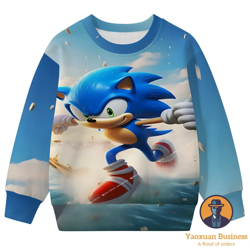 

Trendy 3D Sonic 2025 Crew Neck Sweatshirt Kids Teens Boys Girls Cartoon Print New Autumn Winter Best Selling Hot Fashion