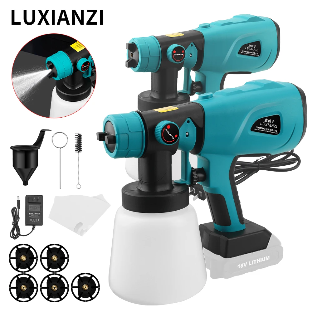 Luxianzi-pistola Elétrica de Alta Potência sem Fio ou sem Fio Portátil Pulverizador de Pintura Hvlp Móveis Automotivos Casa Faça Você Mesmo Fácil Pulverização