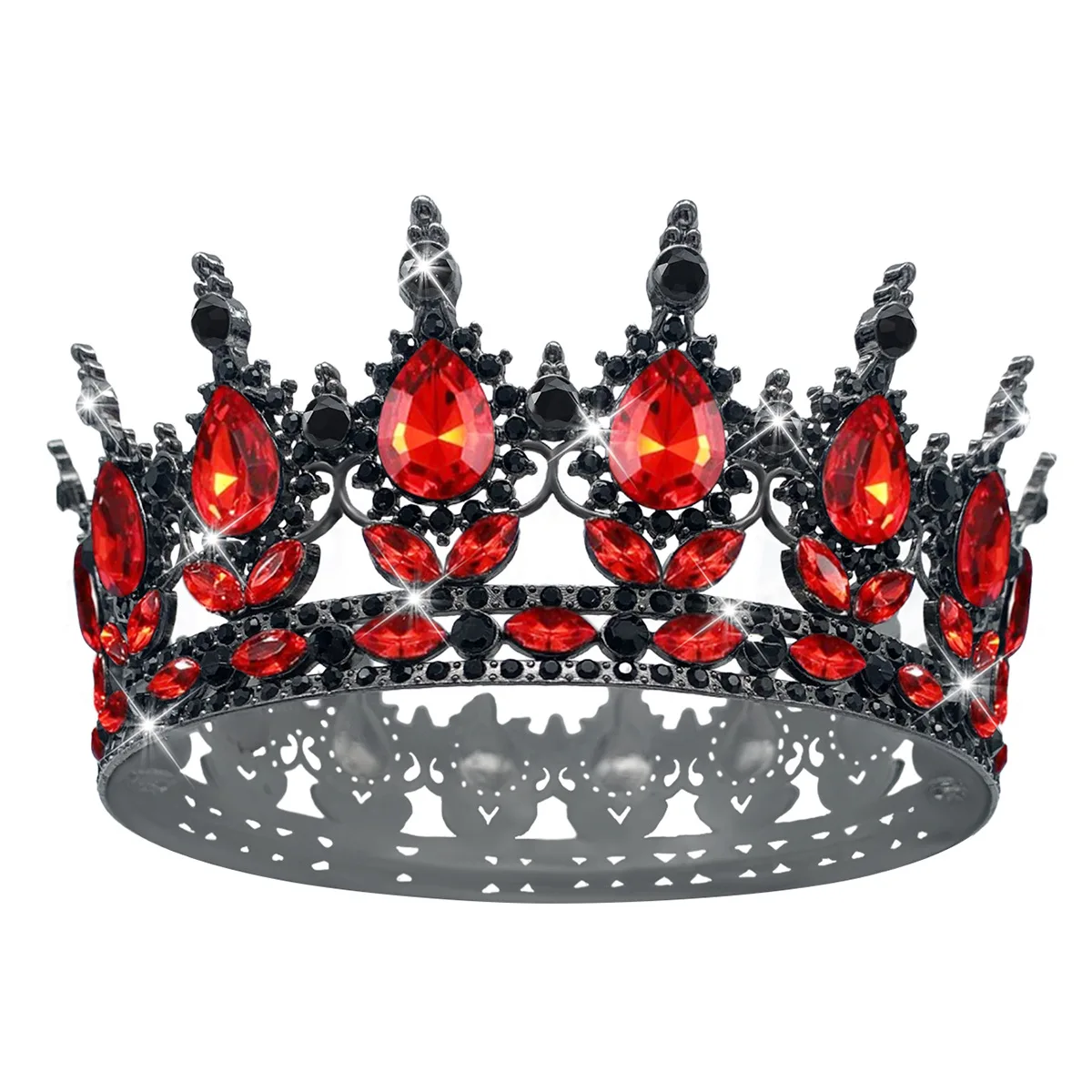 NEW Black Queen Round Crown Rhinestone Wedding Crowns and Tiaras for Costume Party