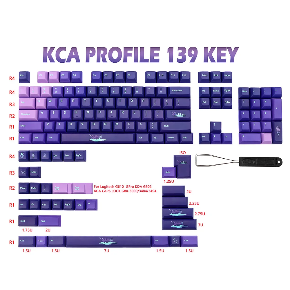 

Aurora Borealis Keycaps Set KCA Height pbt dye sub Keycap For gk61/64/68/75 GMMK PRO Mechanical Gaming Keyboard Caps iso Keys