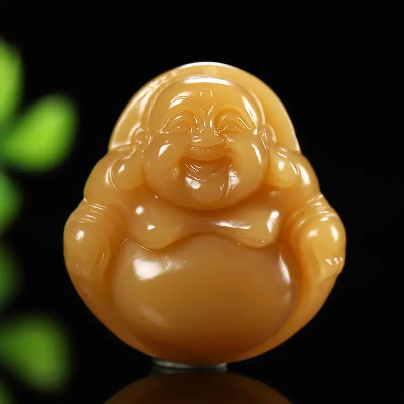 Yellow-mouthed Big-bellied Maitreya Buddha Pendant Carved Laughing Mouth Often Laughing Buddha Jade Pendant