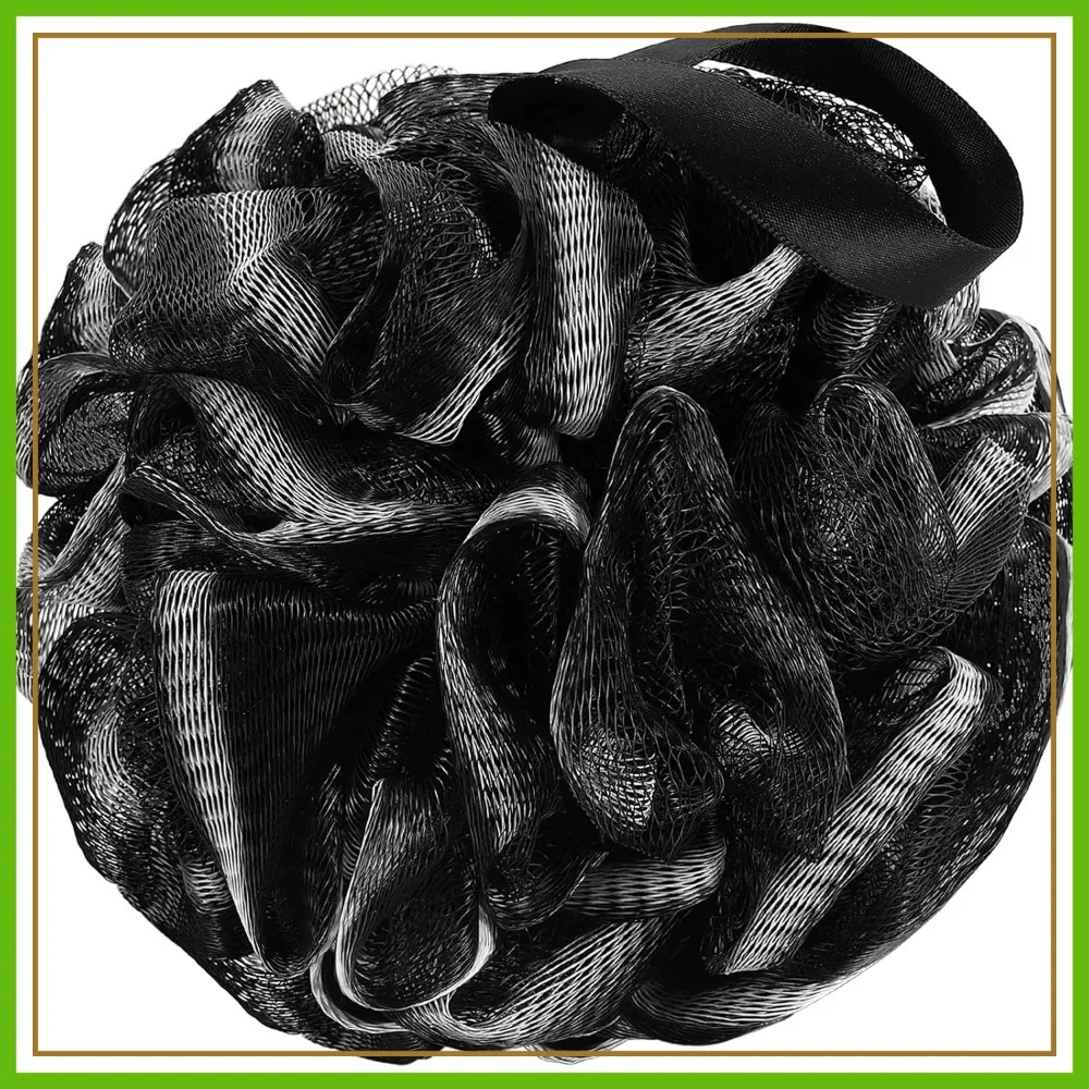 

XL Soft Shower Loofah Sponge 75g - Exfoliating Body Wash Ball for Men Women, 1 Pack, Black