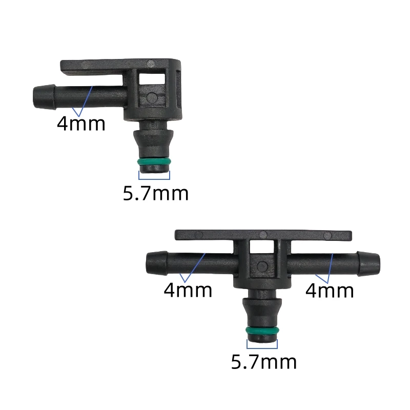 L-shaped two way and T-shaped three-way fuel pipe quick connector auto fastner mini small diesel return pipe connector 1pc