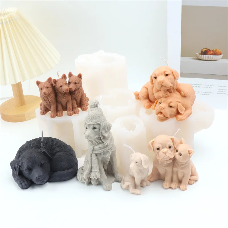 Lindo Shiba Inu perro mascota molde de silicona DIY perro tumbado usando sombrero perro Inu formas diseños vela artesanías de yeso adorno para el hogar regalo