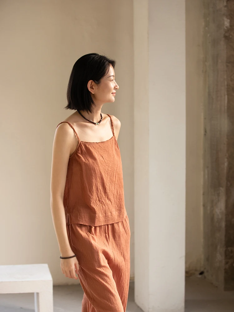 

Original Design Pure Cotton Embroidered Versatile Small Vest Color Commute Friendly Women's Tank Top by Cloth Little Cr...