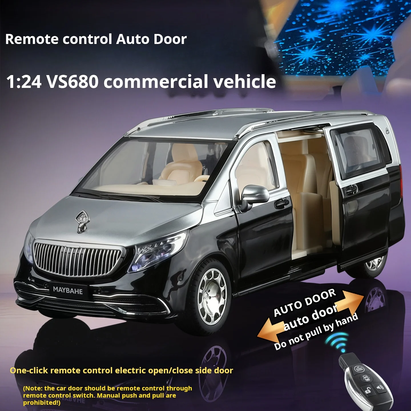 

1:24 Mercedes-Maybach VS680 Luxury Large MPV Simulation Alloy Car Model Kids' Toy Car Brithday Gifts Collectible Decoration