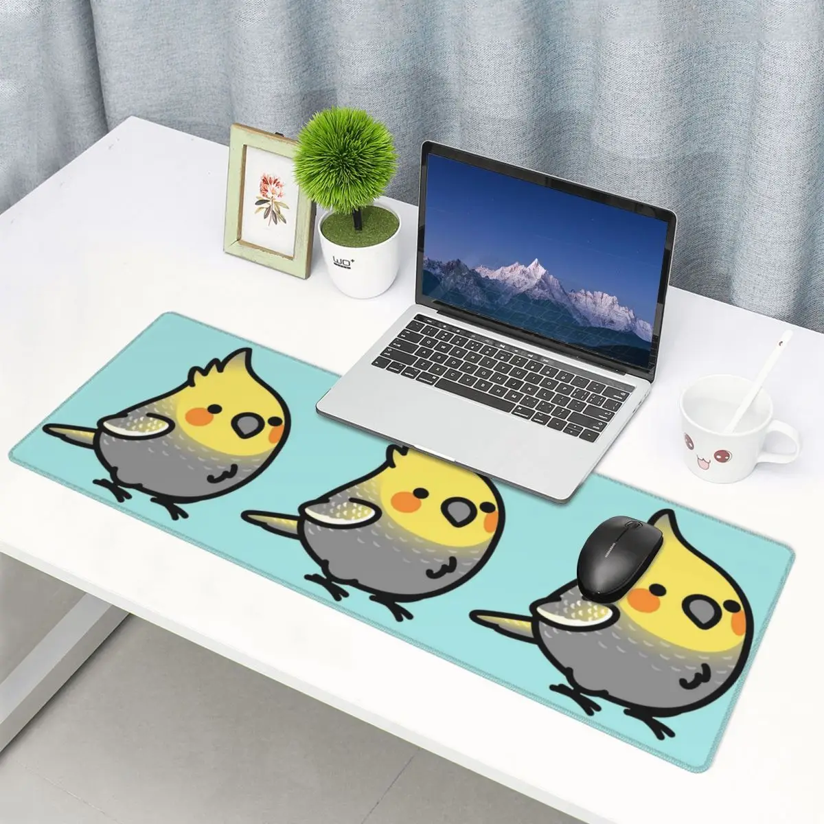 Large Mouse Pad Chubby Pearl Cockatiel Gamer PC Laptop Mats Keyboard Carpet Computer Gaming Office Accessories Desk Mat