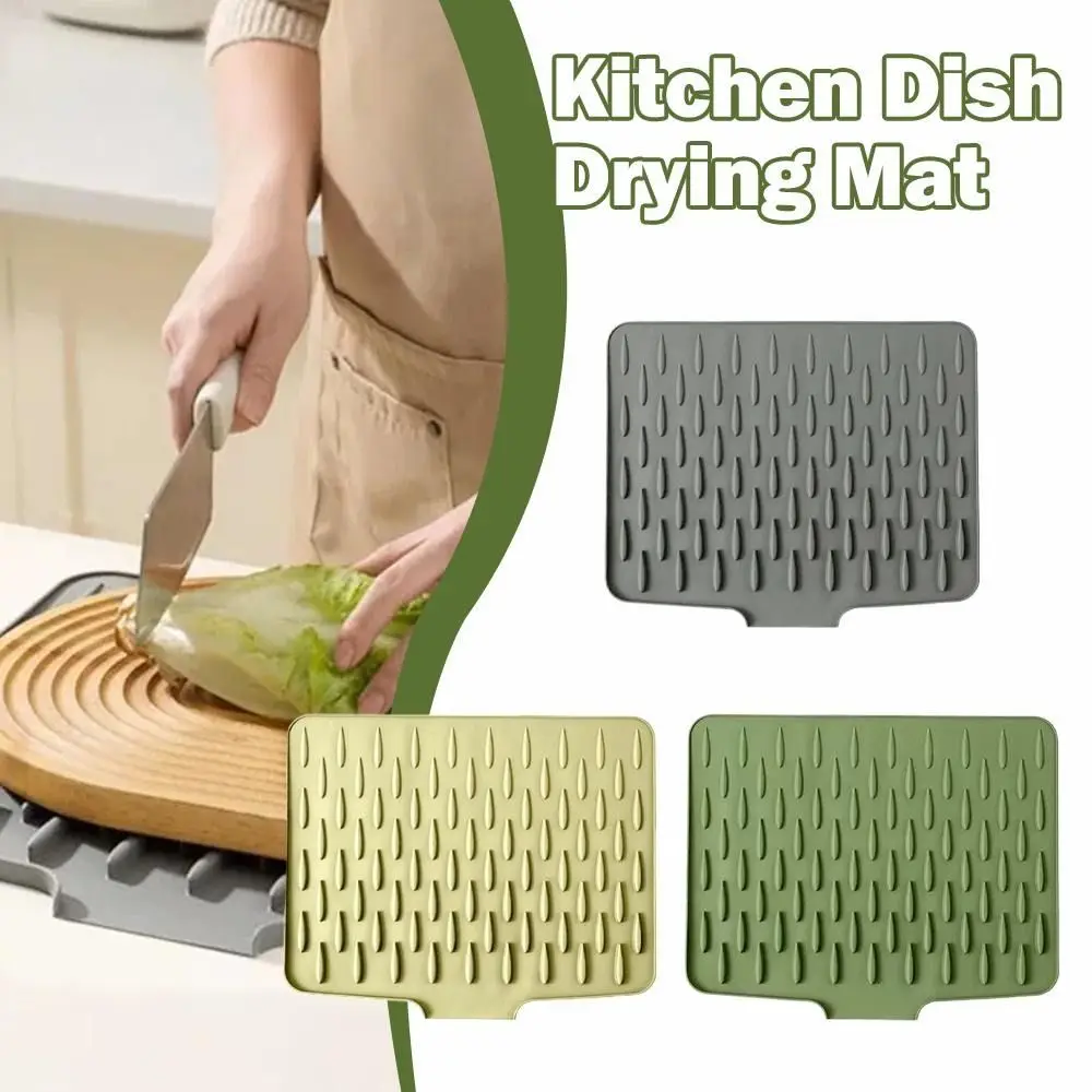 Non-slip Silicone Drainage Mat Large Size Foldable Dish Drying Mat Anti-scald Coaster Utensils Drying Sink Placemat