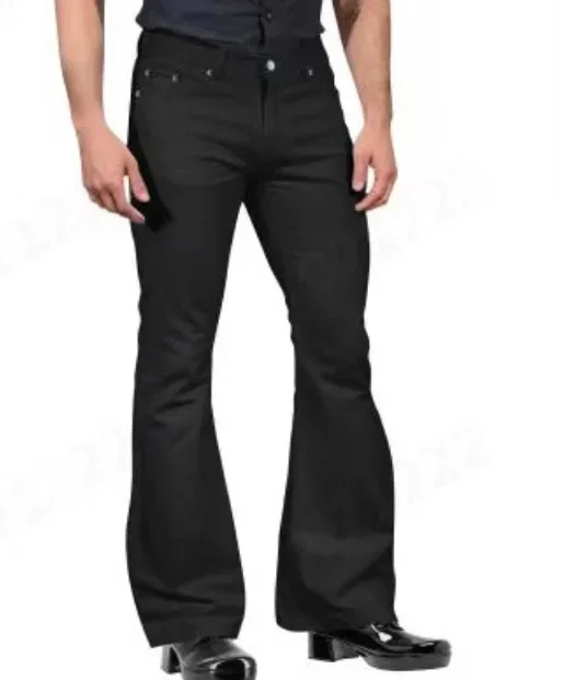 Men's Casual Vintage Bell-bottom Pants Fashionable Male Straight Leg Pants Loose Fit High Waist Elastic