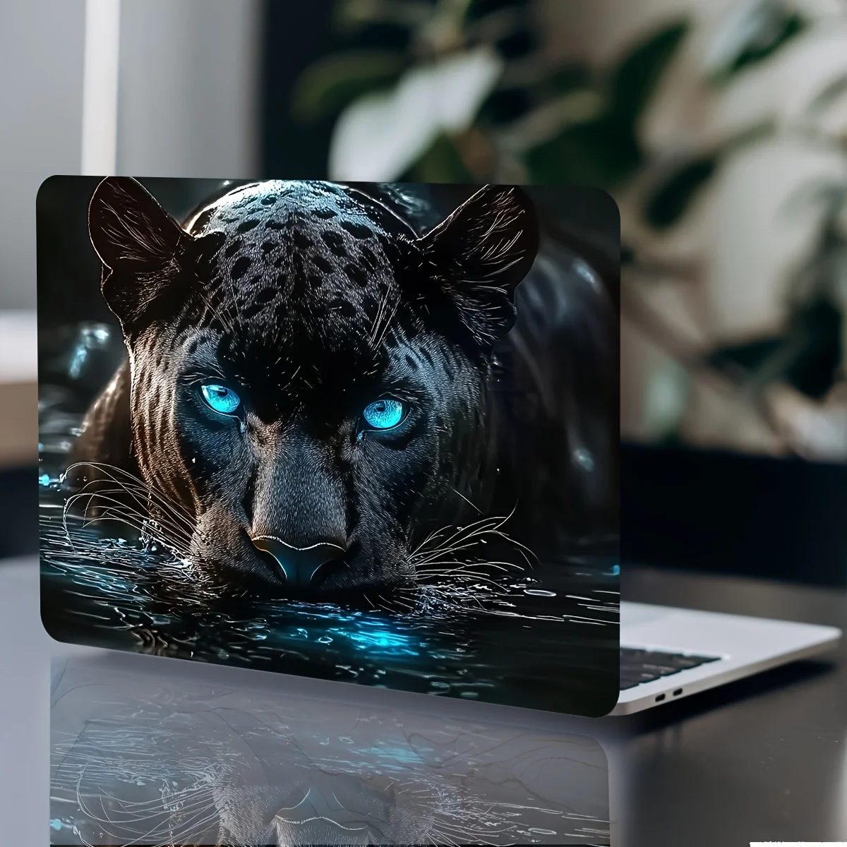 

2-piece set of vibrant leopard print face vinyl decals suitable for laptops - perfect for all laptops