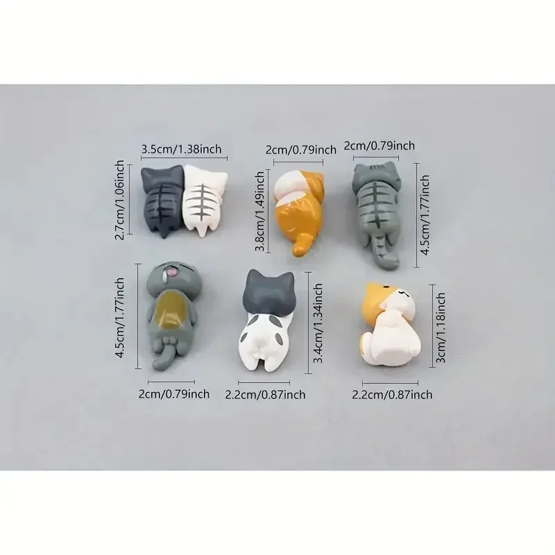 6Pcs Cute Mini Cartoon Cat Ornaments, Car Screen Edge Decoration, Cat Micro Landscape Model Cute Car Accessories Gifts image 3