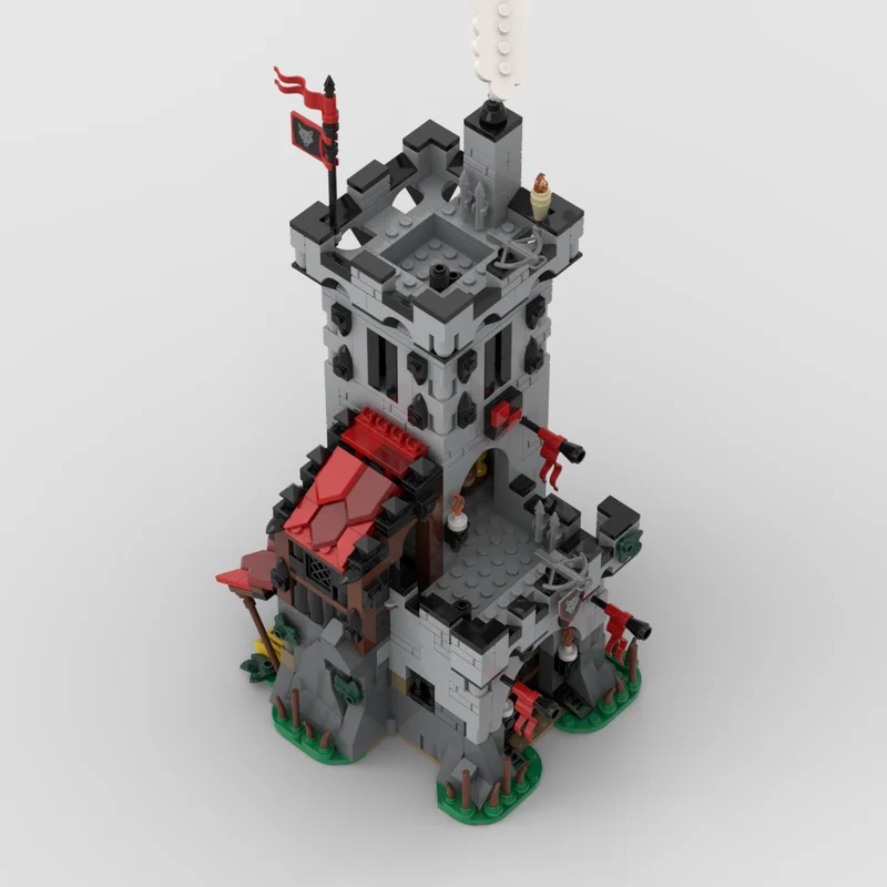 877 elementów MOC Wolfskoczy Zamek Obniżony na Poziomie Ziemi Model do Składania Klocki Architektura Zrób To Sam zabawka klockowa prezent na Boże Narodzenie urodziny
