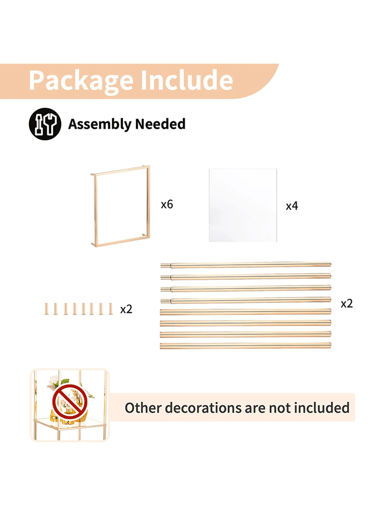 Gold Flower Stand For Centerpieces 2 Layer 31.5Inch Tall Stand Pedestal Table Acrylic Panel Metal Floor Vases Cylinder Stands