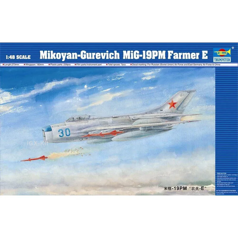 Trumpeter 1/48 02804 Soviet Mikoyan-Gurevich MiG-19M Farmer E Fighter Plane Airplane Plastic Assembly Model Building Kit Toy