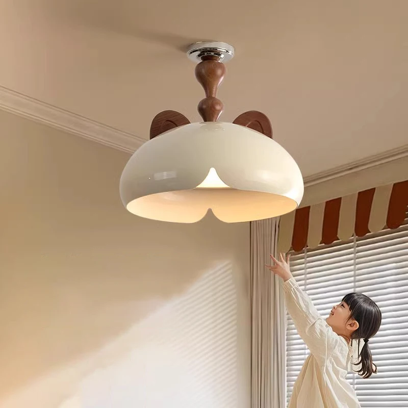 

French Cream Style Children's Room Cat Ears Ceiling Lamps LED Retro Romantic Warm Baby Room Boy Girl Bedroom Ceiling Lights