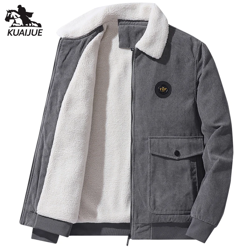 Jacket Mens autumn Winter New mens jacket collar Solid color Corduroy Jackets men business casual coat Men's coats M-5XL 2112