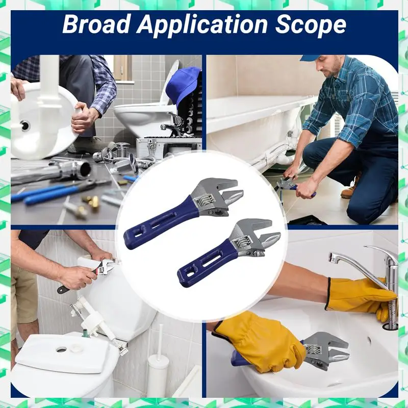 

FIZP 2PCS Universal Adjustable Wrench Large Opening Short Handle Multifunctional Mini Wrench Bathroom Tools