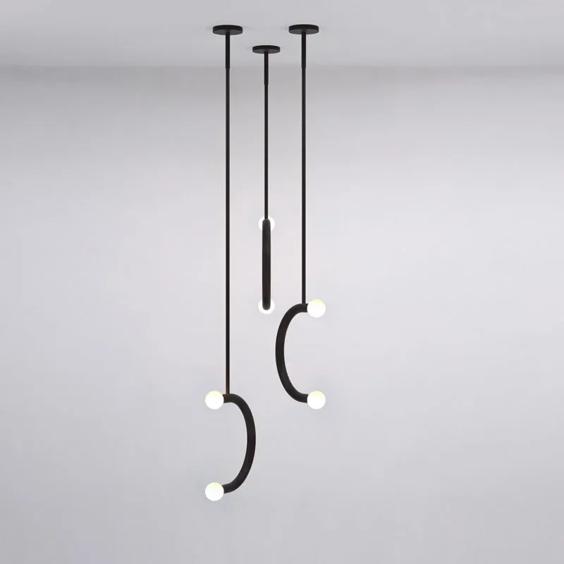 

Nordic Led Pendant Lights C Shaped Design Hanging Chandelier Metal for Living Dining Table Room Glass Simple Hanging Luminaire