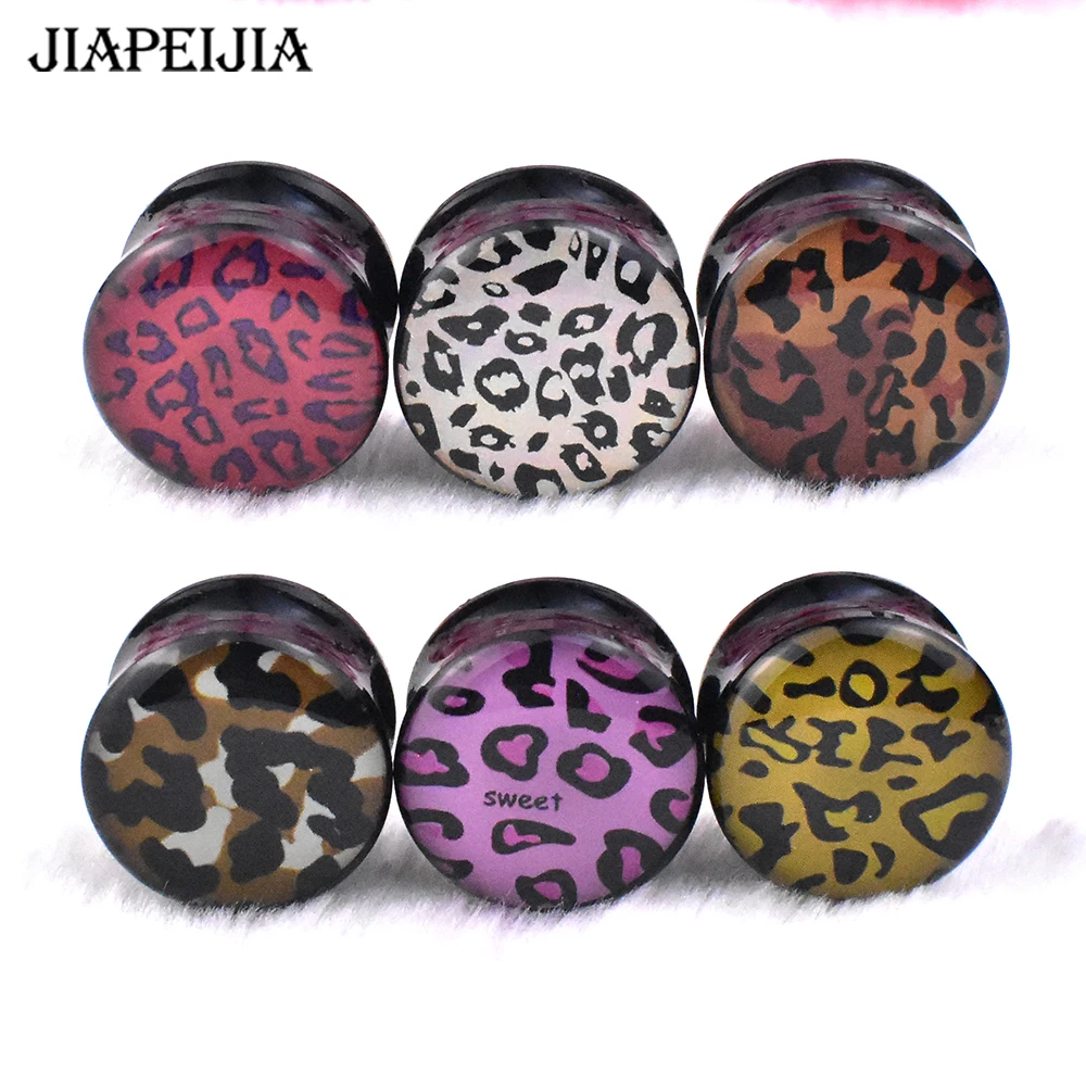 6-34mm Sexy Leopard Ear Tunnels Plugs and Gauges Acrylic Ear Expander Studs Stretching Body Piercing Jewelry