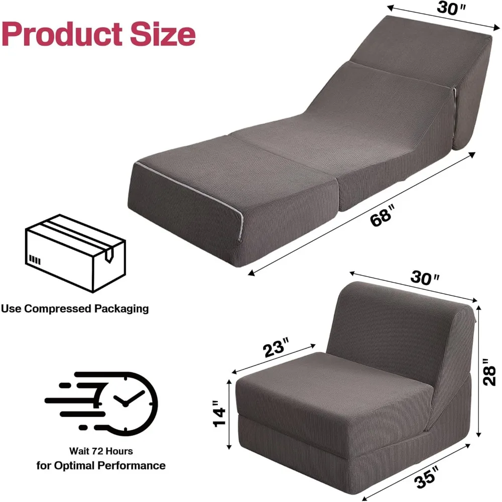 Folding Sofa Bed, Futon Couch, Convertible Sofa Bed, Foldable Memory Foam Sleeper, Floor Sofa Couch for Living Room