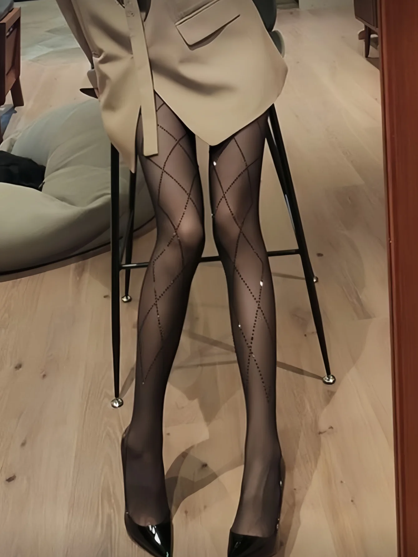 

Women‘s Diamond Point Glitter Tights Snag-Resistant High-Stretch Pantyhose Sparkling Hosiery for Streetwear