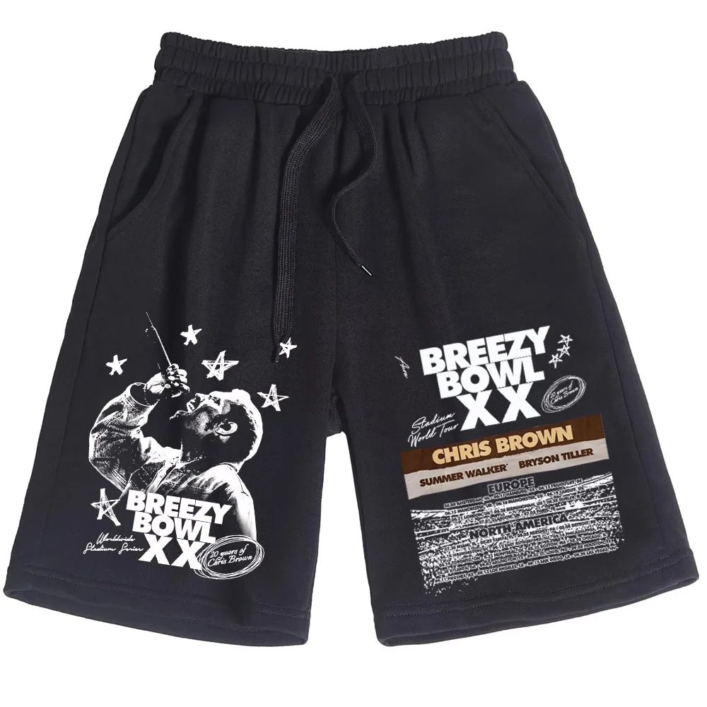 

Chris Brown Breezy Bowl XX Tour 2025 Короткие брюки Хлопковые брюки Мужские и женские летние пляжные брюки