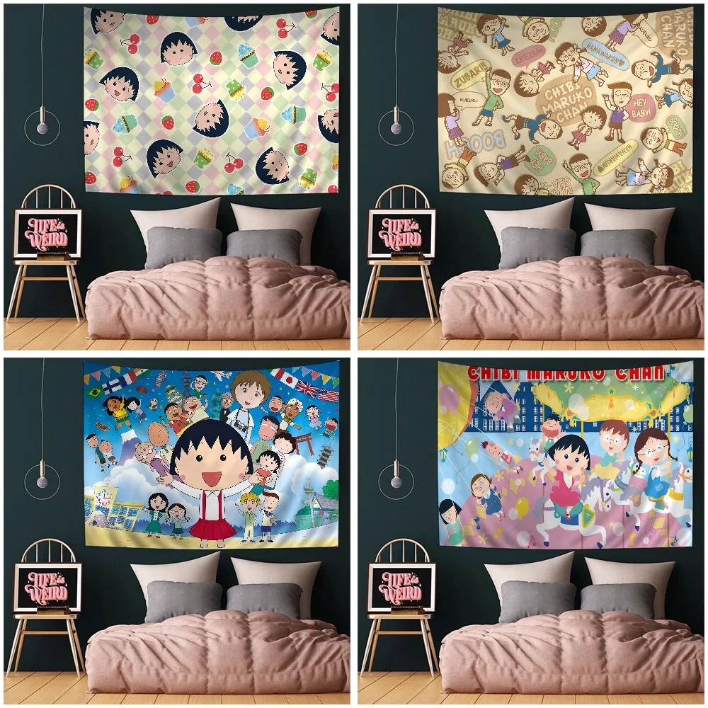 Chibi Maruko Chan Sakura Kyoko Cartoon Colorful Tapestry Wall Hanging Cheap Hippie Wall Tapestries Mandala Wall Hanging Sheets