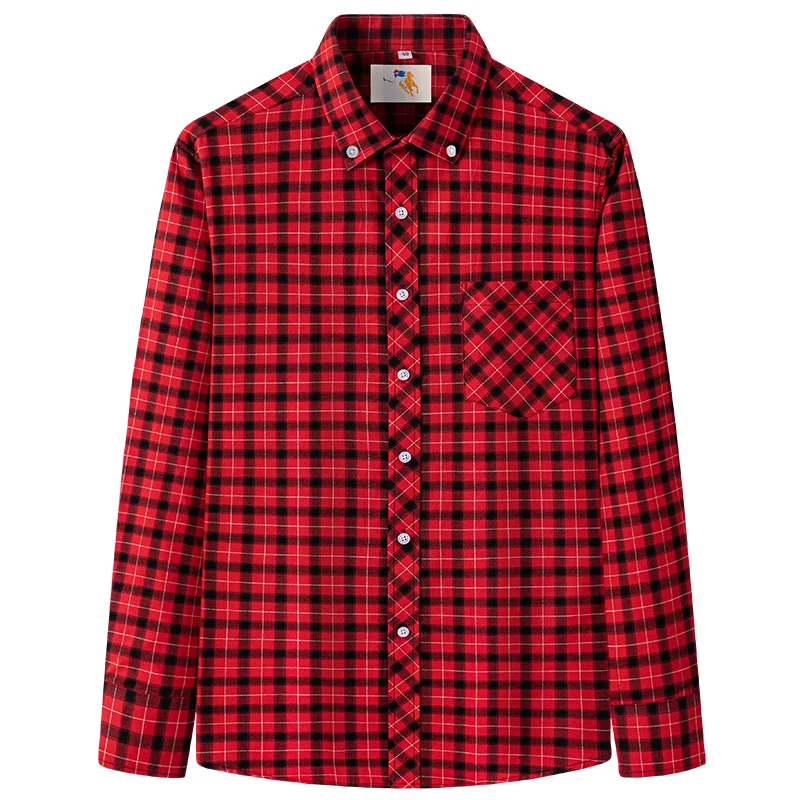 New 8XL Classic Causal 100% Cotton Striped Plaid Shirts Men Long Sleeve Formal Social Soft Cozy Men Shirt Long Sleeve Slim Fit