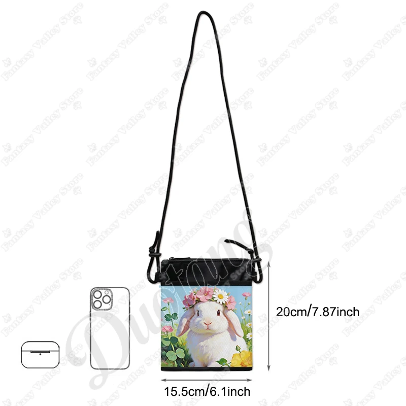 Kawaii Oil Painting Animals Graphic Print Messenger Bags Cat Sheep Red Panda Duck Handbags Women Crossbody Bag Phone Keys Holder