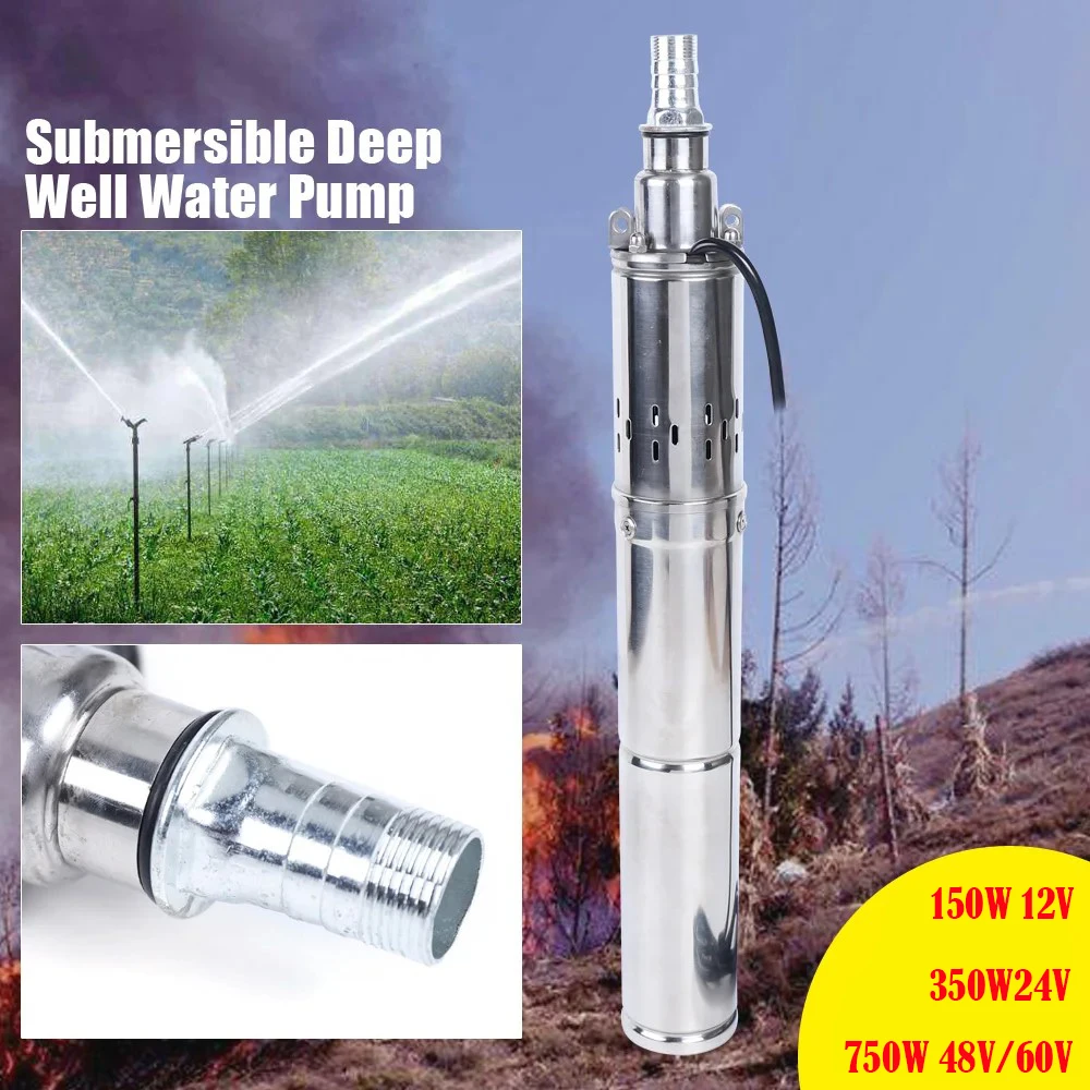 

350W 750W Deep Well Pump With Built-In Controller Solar Stainless Steel Submersible Pump Max Flow 2T/H PV Agriculture Water Pump