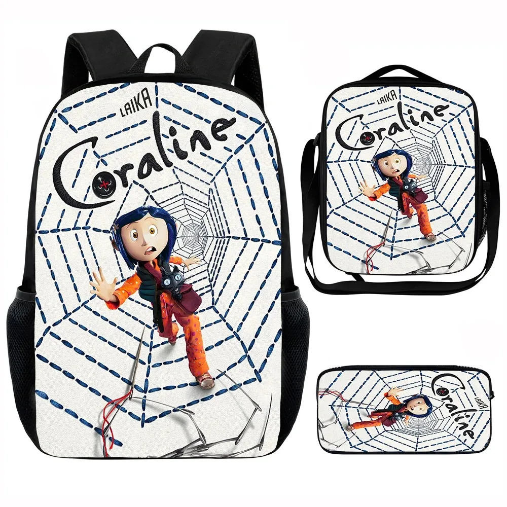 

Cute Cartoon C-coralines Child School Backpack with Lunch Bags ,Pencil Bags ,School Bags for Boys Girls Best Gift