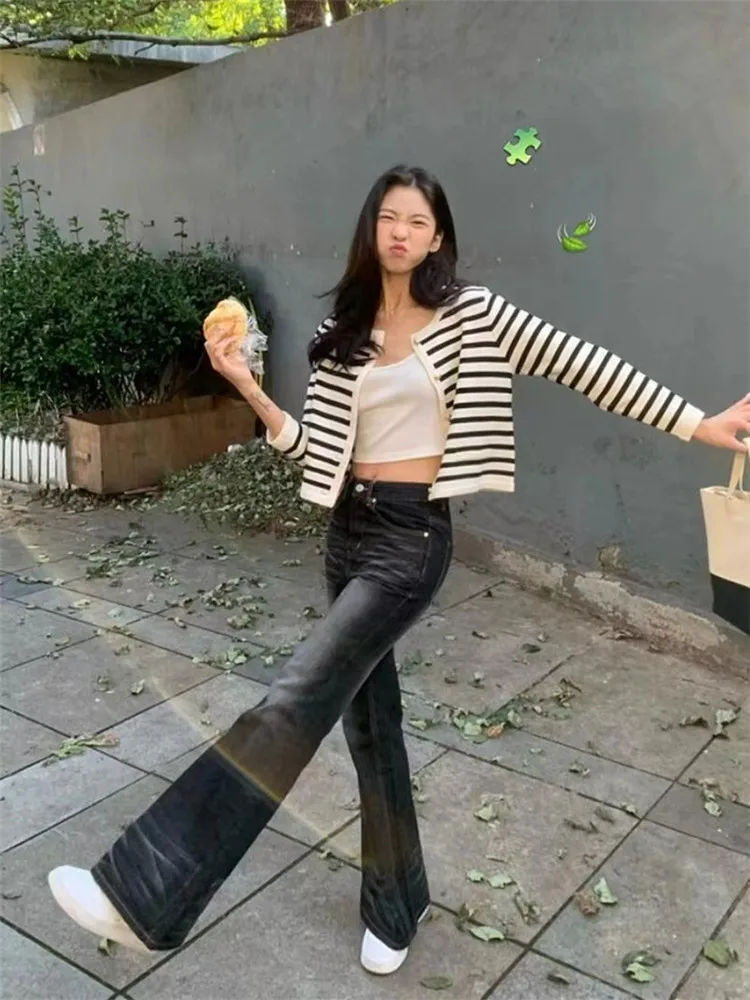 

American Retro Bell Bottom Jeans Women's Loose Slimming Spring Autumn Tall Extended No Legging Floor-Length Pants