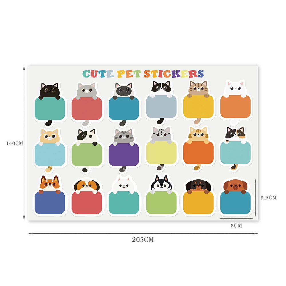 สติกเกอร์ป้ายชื่อสุนัขแมวสุนัขแมวน่ารักขนาด45-90ชิ้นฉลากส่วนบุคคลกันน้ำได้เครื่องเขียนมาร์ค