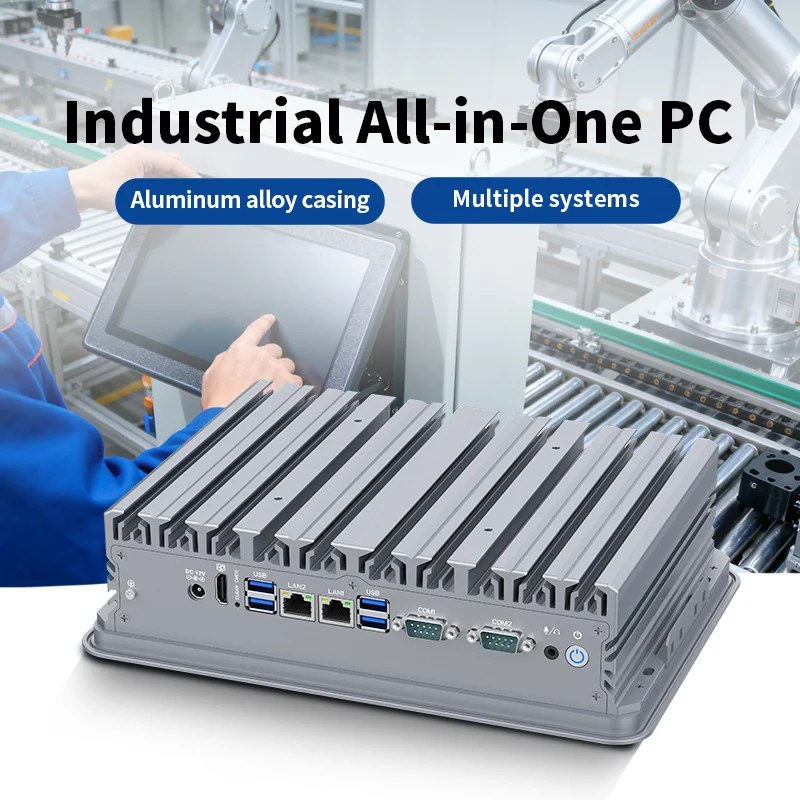 Panel PC Industrial Partaker de 12.1 Pulgadas con Pantalla Táctil Capacitiva J1900 I3 I5 I7 IP65, Doble LAN, Windows/Linux, Todo en Uno, Sin Ventilador